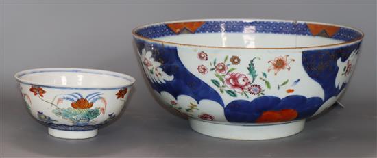 A Chinese bowl and a Chinese Imari bowl largest diameter 28cm